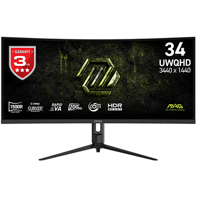 MSI MAG 342CQRF E20 34 inç 200Hz 0.5ms UWQHD FreeSync Premium Rapid VA Kavisli Gaming Monitör h1
