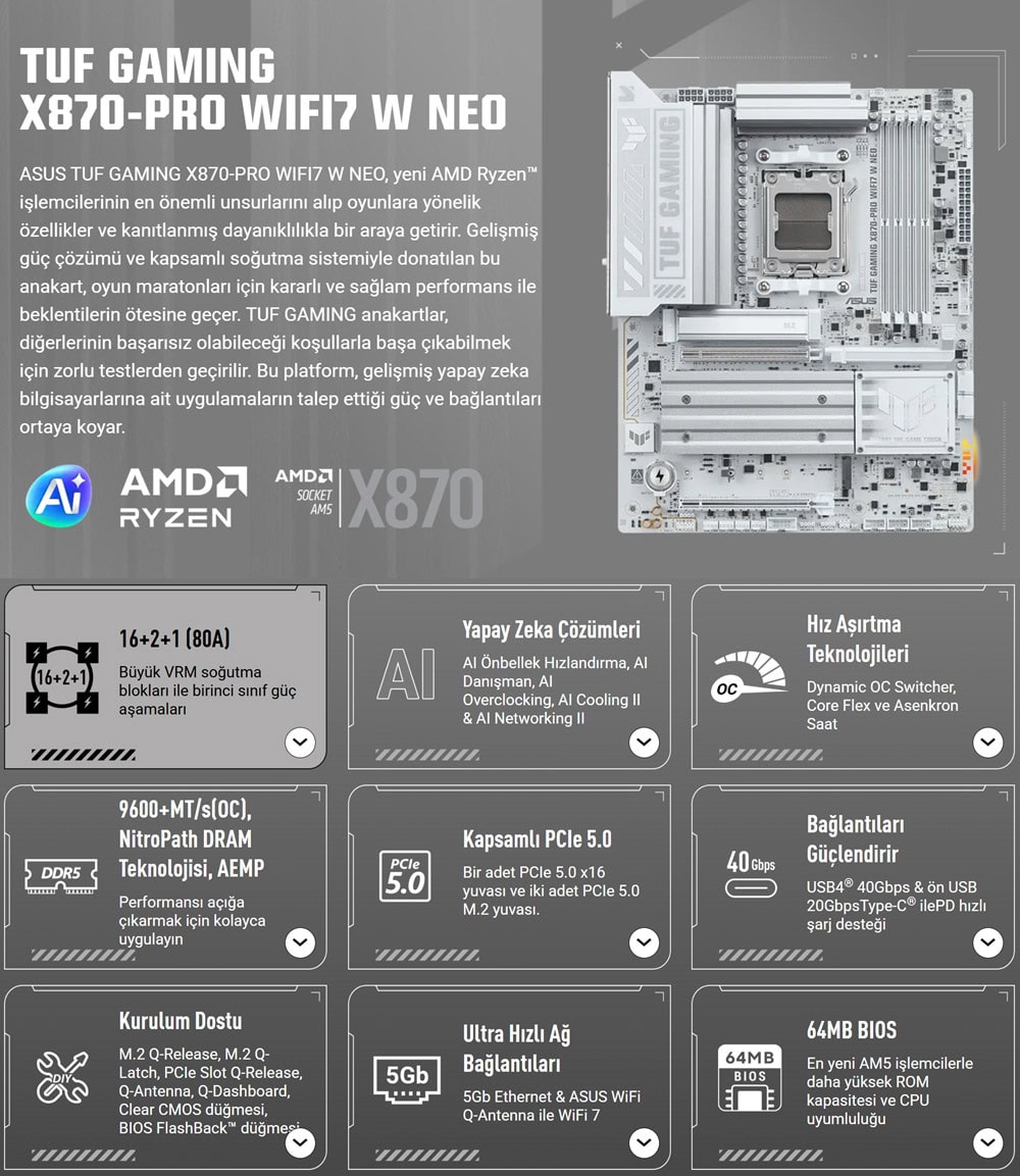 TUF GAMING X870-PRO WIFI7 W NEO asus-tuf-gaming-x870-pro-wifi7-w-neo-9600mhz-oc-ddr5-soket-am5-m-2-hdmi-usb4-atx-anakart