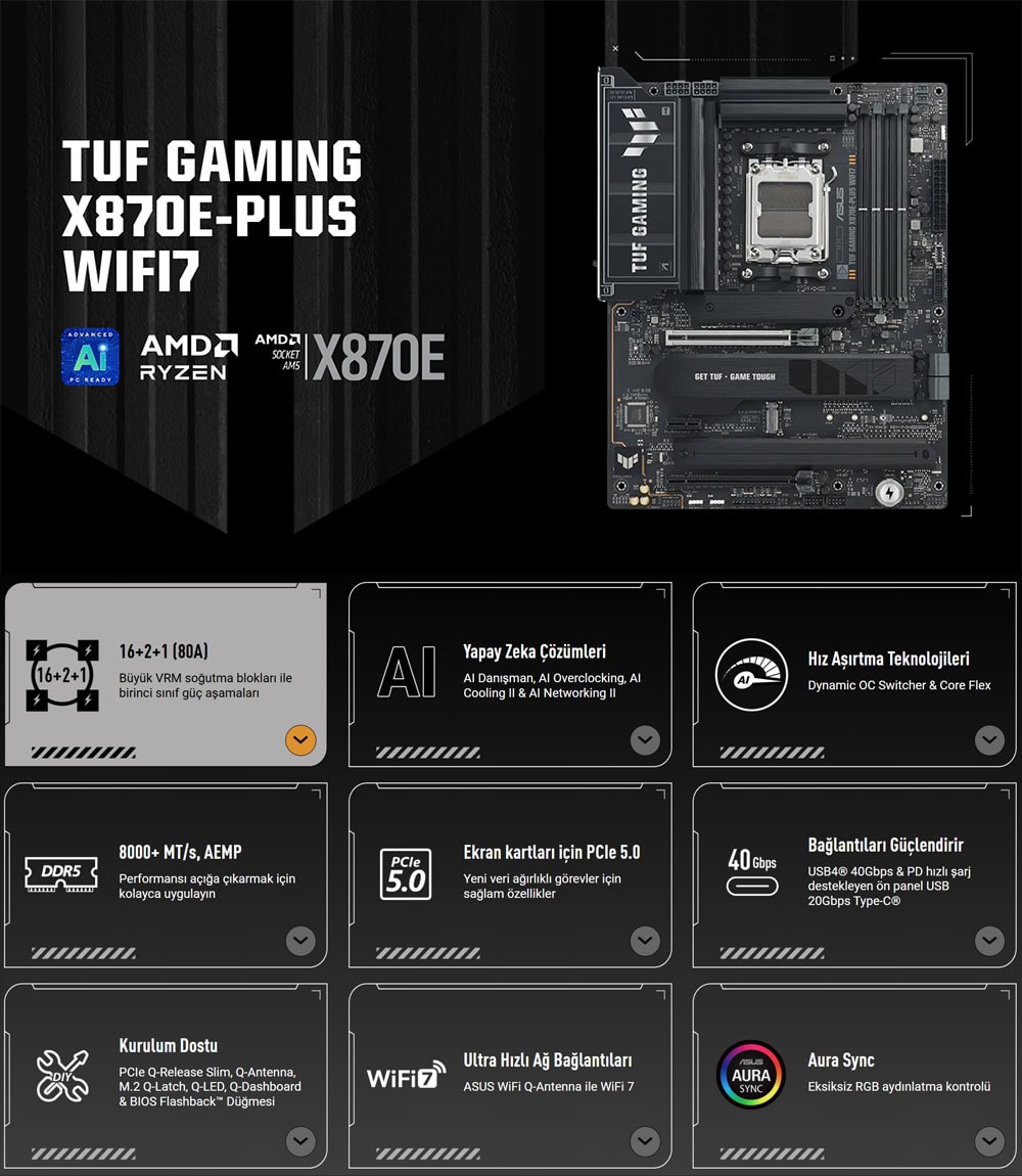 TUF GAMING X870E-PLUS WIFI7 asus-tuf-gaming-x870e-plus-wifi7-8000mhz-oc-ddr5-soket-am5-m-2-hdmi-atx-anakart