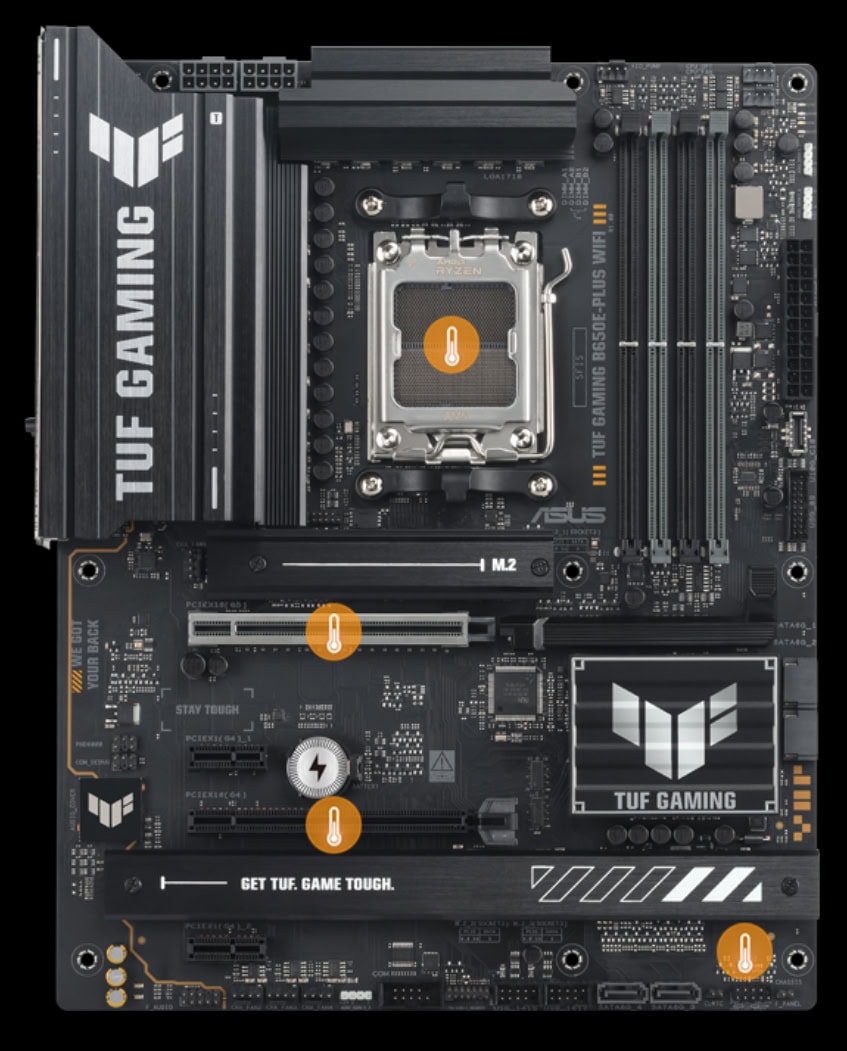 TUF GAMING B650E-PLUS WIFI ASUS TUF GAMING B650E-PLUS WIFI 8000MHz (OC) DDR5 Soket AM5 M.2 HDMI DP ATX Anakart h12