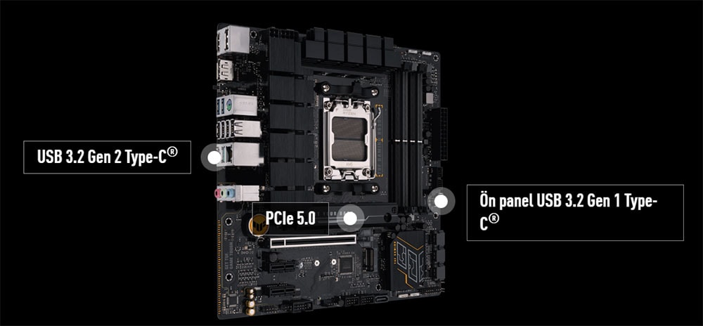 ASUS TUF Gaming B650M-E 6400MHz (OC) DDR5 Soket AM5 M.2 HDMI DP mATX Anakart h13
