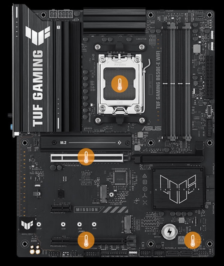 TUF GAMING B650E-E WIFI ASUS TUF GAMING B650E-E WIFI 8000MHz (OC) DDR5 Soket AM5 M.2 HDMI DP ATX Anakart h13