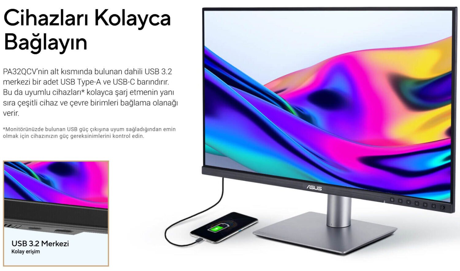 ASUS ProArt PA32QCV 31.5 inç 60Hz 5ms 6K UHD Adaptive Sync IPS Pivot Monitör h26