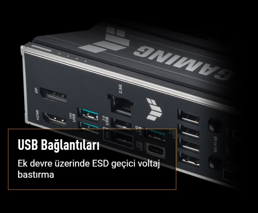 TUF GAMING B650E-PLUS WIFI ASUS TUF GAMING B650E-PLUS WIFI 8000MHz (OC) DDR5 Soket AM5 M.2 HDMI DP ATX Anakart h16
