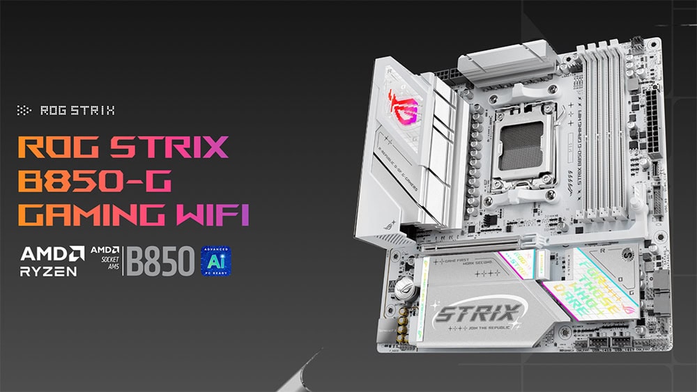 ASUS ROG STRIX B850-G GAMING WIFI 8000MHz (OC) DDR5 Soket AM5 M.2 HDMI DP mATX Anakart h2