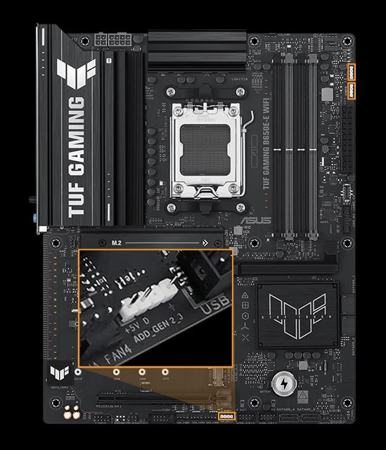 TUF GAMING B650E-E WIFI ASUS TUF GAMING B650E-E WIFI 8000MHz (OC) DDR5 Soket AM5 M.2 HDMI DP ATX Anakart h28