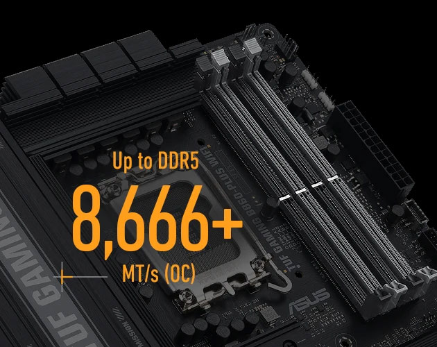 TUF GAMING B860-PLUS WIFI asus-tuf-gaming-b860-plus-wifi-8666mhz-oc-ddr5-soket-lga1851-m-2-hdmi-dp-atx-anakart