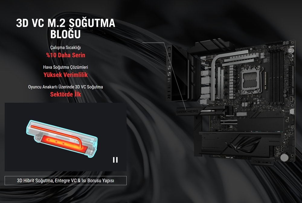 ROG CROSSHAIR X870E DARK HERO asus-rog-crosshair-x870e-dark-hero-9600mhz-oc-ddr5-soket-am5-m-2-hdmi-usb4-atx-anakart