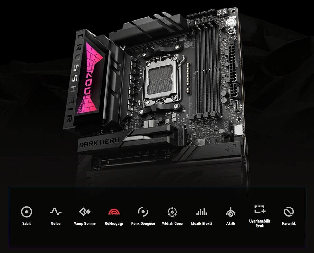 ROG CROSSHAIR X870E DARK HERO asus-rog-crosshair-x870e-dark-hero-9600mhz-oc-ddr5-soket-am5-m-2-hdmi-usb4-atx-anakart