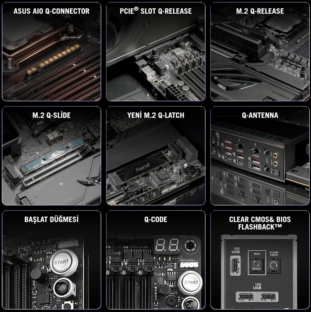 ROG CROSSHAIR X870E DARK HERO asus-rog-crosshair-x870e-dark-hero-9600mhz-oc-ddr5-soket-am5-m-2-hdmi-usb4-atx-anakart