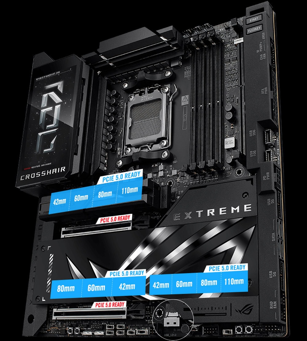ROG CROSSHAIR X870E EXTREME asus-rog-crosshair-x870e-extreme-9000mhz-oc-ddr5-soket-am5-m-2-hdmi-type-c-e-atx-anakart