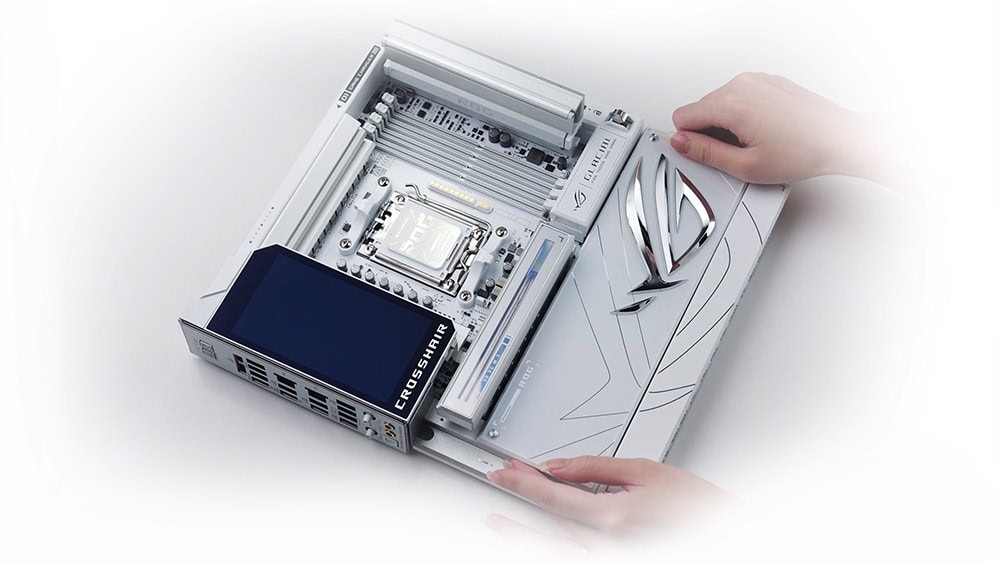ROG CROSSHAIR X870E GLACIAL asus-rog-crosshair-x870e-glacial-9600mhz-oc-ddr5-soket-am5-m-2-usb4-e-atx-anakart