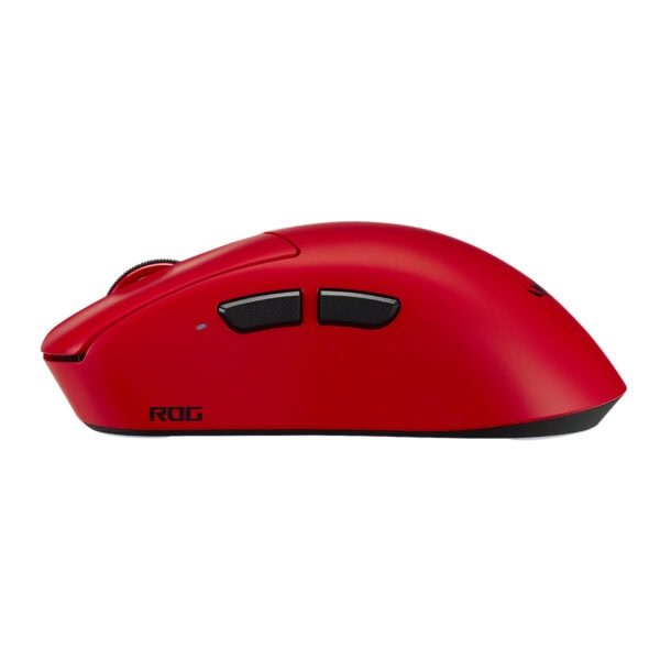 Kırmızı ASUS ROG Gladius IV Ace kablosuz oyun faresi, ergonomik tasarım ve yüksek hassasiyetli sensör ile dikkat çekiyor.