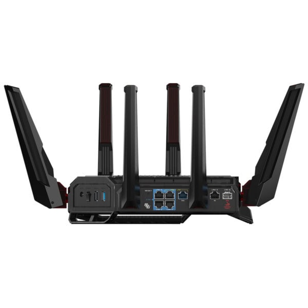 ASUS ROG Rapture GT-BN98 oyun ve yüksek hızlı internet için gelişmiş WiFi 8 AiMesh yönlendirici.