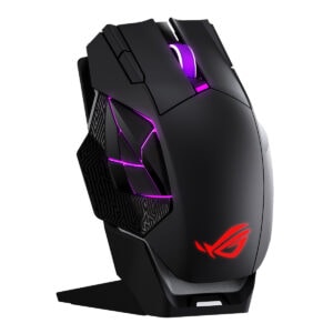 ASUS ROG Spatha X 65K kablosuz oyun faresi, RGB aydınlatmalı, ergonomik tasarım ve yüksek hassasiyetli sensör ile dikkat çekiyor.