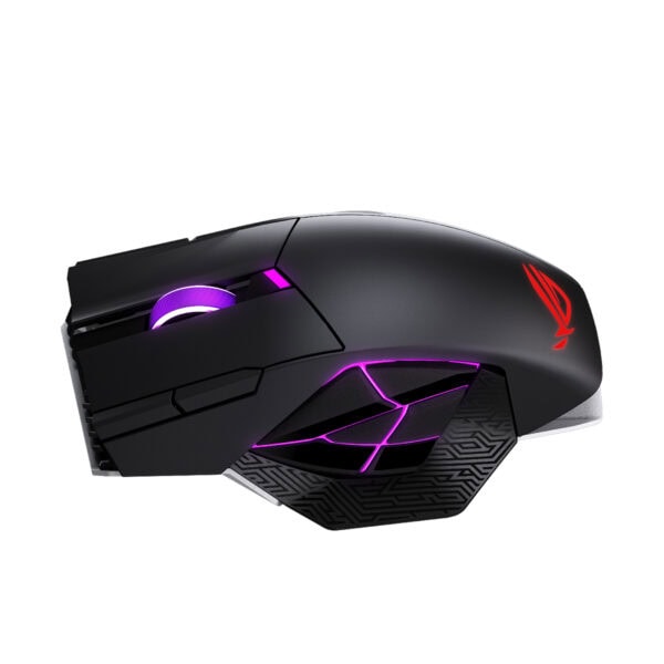 ASUS ROG Spatha X 65K kablosuz oyun faresi, RGB aydınlatmalı ve ergonomik tasarımıyla yüksek performans sağlar.