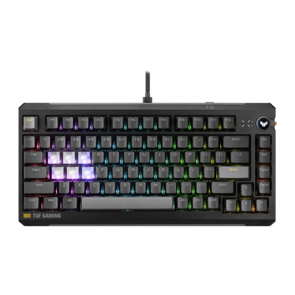 ASUS TUF Gaming K4 Siyah manyetik switch ve RGB aydınlatmalı oyun klavyesi, hall effect teknolojisi ve 8K Hz hızıyla yüksek performans sağlar.