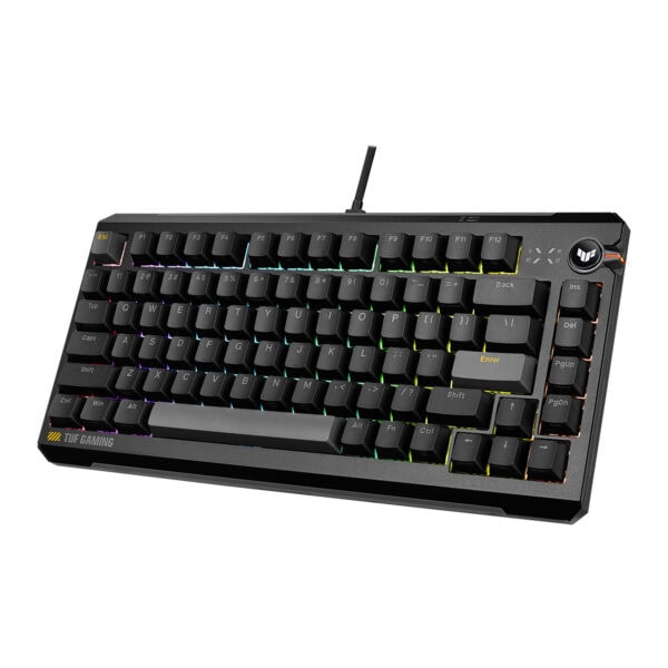 ASUS TUF Gaming K4 Siyah manyetik switch ve RGB aydınlatmalı gaming klavye, hall effect teknolojisi ile yüksek performans sağlar.