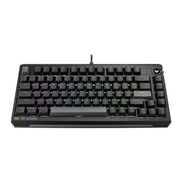ASUS TUF Gaming K4 siyah manyetik RGB oyun klavyesi, hall effect switch ve 8K Hz hotswap özellikleriyle dikkat çekiyor.