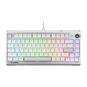 ASUS TUF Gaming K4 Beyaz manyetik switch RGB gaming klavye, 8K Hz Hall Effect Hotswap özellikleriyle dikkat çekiyor.