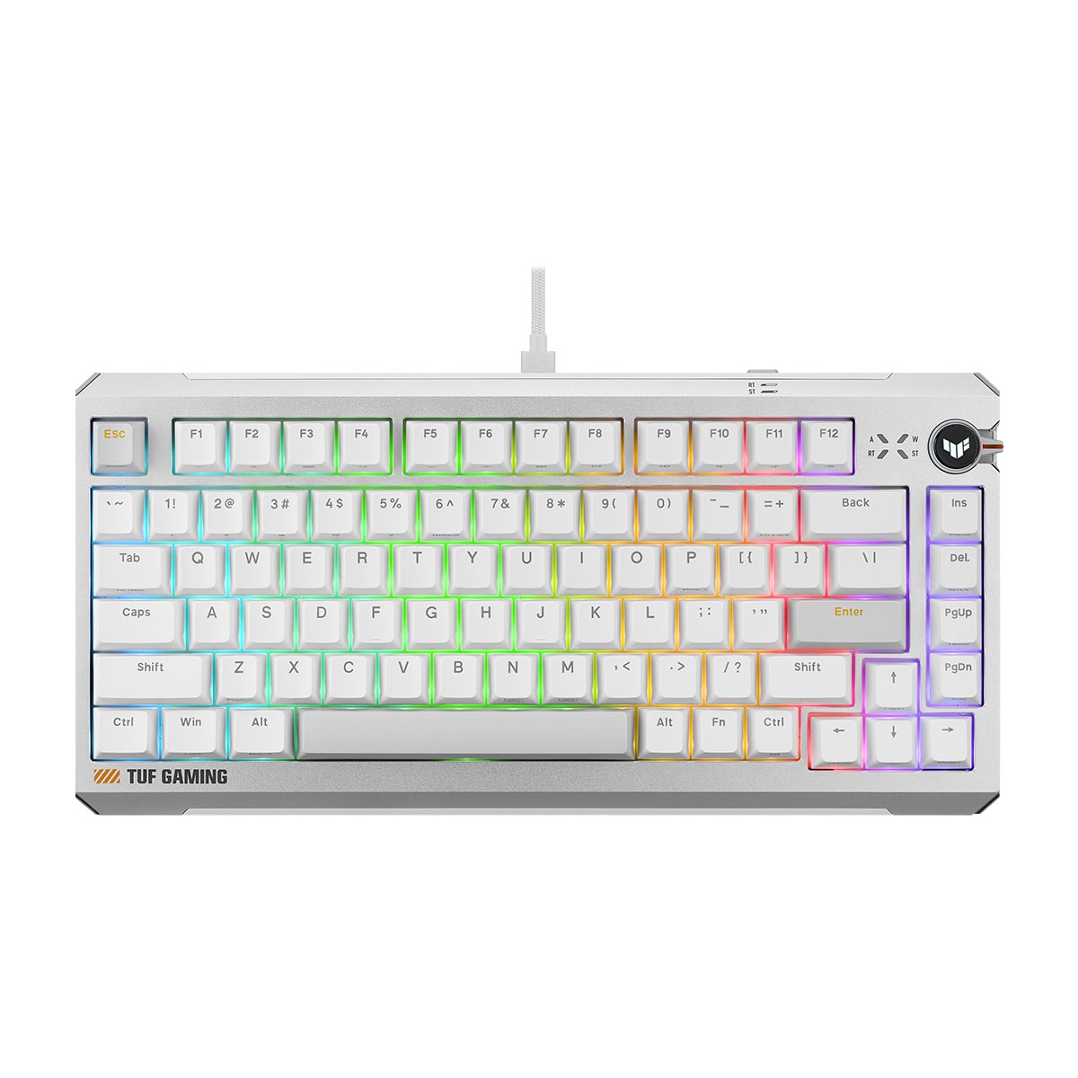 ASUS TUF Gaming K4 Beyaz manyetik switch RGB gaming klavye, 8K Hz Hall Effect Hotswap özellikleriyle dikkat çekiyor.