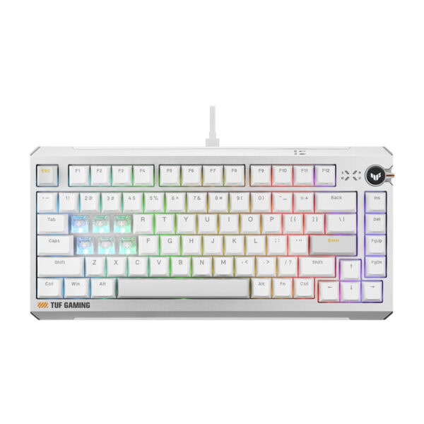ASUS TUF Gaming K4 Beyaz manyetik switch RGB gaming klavye, hall effect teknolojisi ve hotswap özellikleriyle öne çıkıyor.