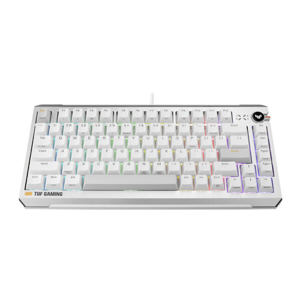 ASUS TUF Gaming K4 Beyaz Manyetik Switch RGB Gaming Klavye, Hall Effect teknolojisi ve 8K Hz hızında tepki ile oyun performansını artırır.