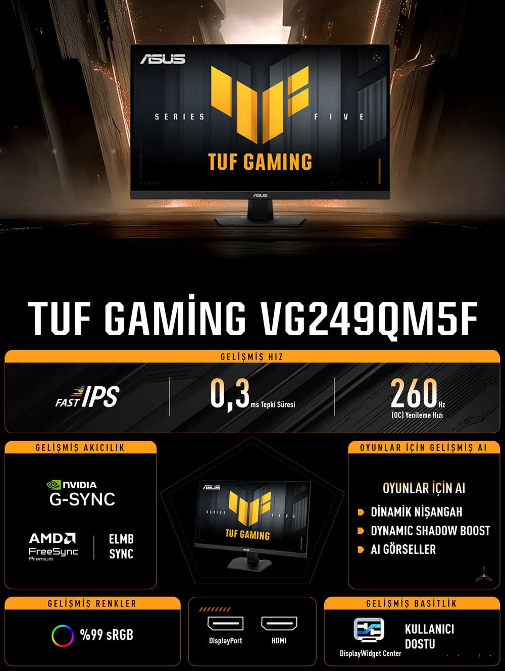 VG249QM5F asus-tuf-gaming-vg249qm5f-23-8-inc-260hz-0-3ms-full-hd-adaptive-sync-fast-ips-gaming-monitor