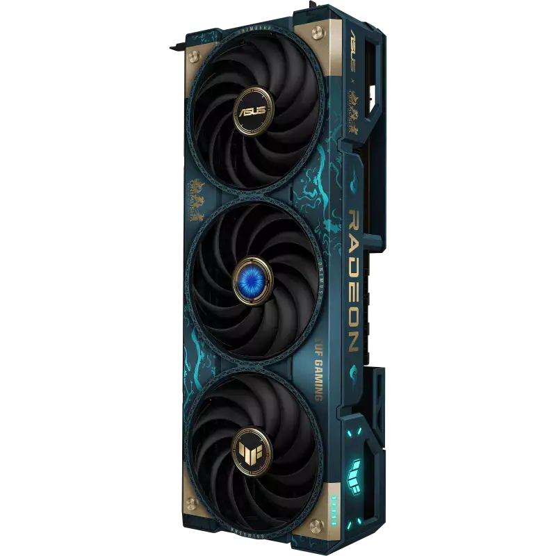 ASUS ROG Strix Radeon RX 9070 XT ekran kartı, üç fanlı tasarımı ve özel soğutma özellikleriyle yüksek performans sağlar.