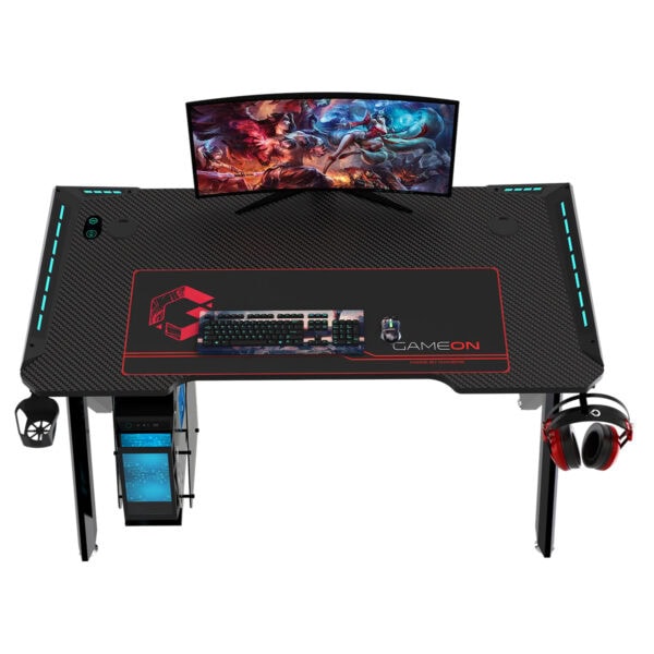 Gameon Hawksbill Rgb Aydinlatmali 120x60 Siyah Oyuncu Masasi Go Hawksbill Fc4