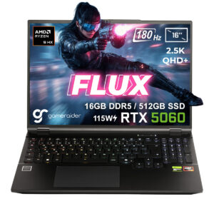 Gameraider Flux Gr16 Amd Ryzen 9 8940hx Rtx 5060 8gb 115w 16gb Ddr5 512gb Ssd 16 Inc 2 5k Qhd 180hz Freedos Gaming Laptop Fc1
