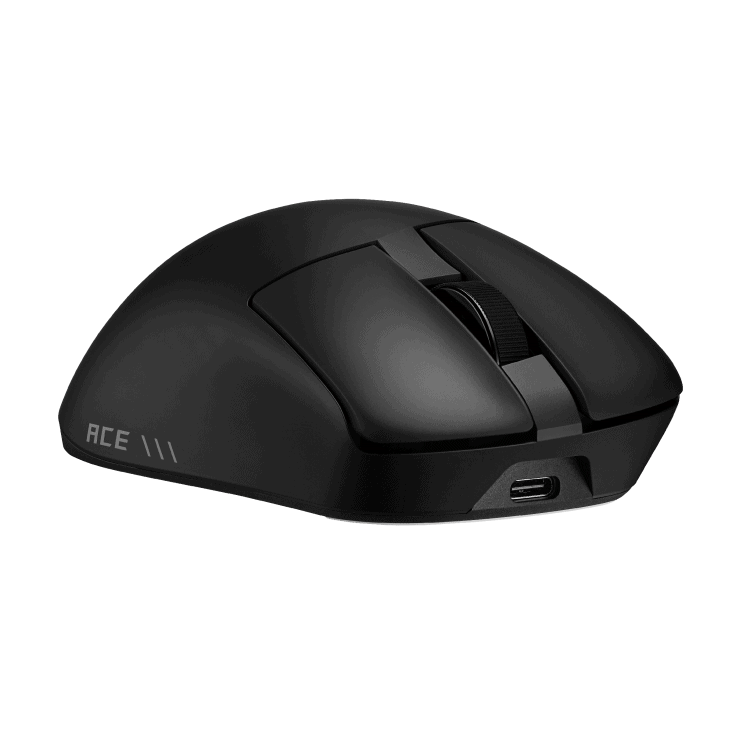 ROG Gladius IV Ace kablosuz oyun mouse'u, ergonomik tasarımı ve yüksek DPI ile profesyonel oyuncular için ideal.
