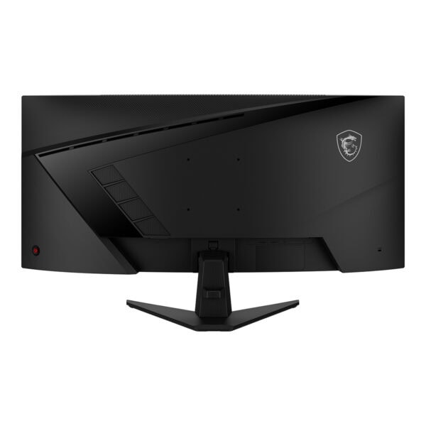 MSI MAG 346CQDF E20 34 inç 400Hz HD ve UWQHD Dual-Mode kavisli gaming monitör arka görünüm.