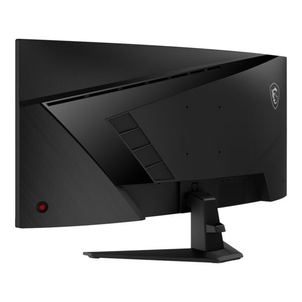MSI MAG 346CQDF E20 34 inç gaming monitörün arka tasarımı ve bağlantı noktaları detaylı şekilde gösteriliyor.