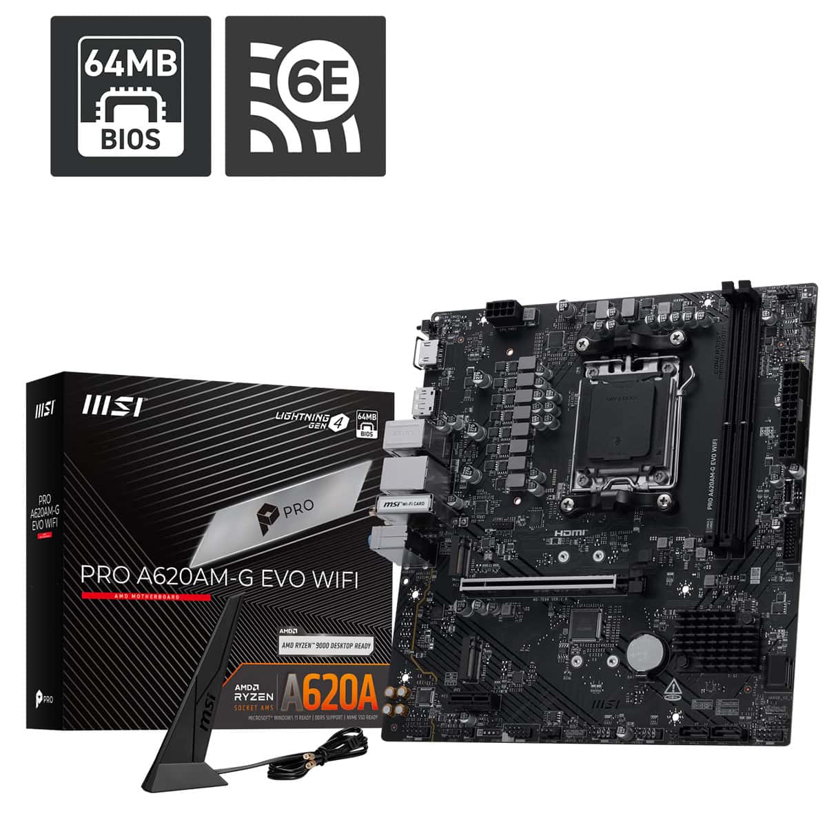 Msi Pro A620am G Evo Wifi 7200mhz Oc Ddr5 Soket Am5 M 2 Hdmi Dp Matx Anakart Fc1