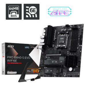 Msi Pro B840 S Evo Wifi6e 8000mhz Oc Ddr5 Soket Am5 M 2 Hdmi Atx Anakart Fc1