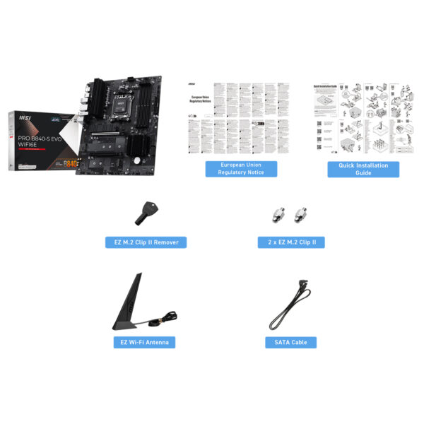 Msi Pro B840 S Evo Wifi6e 8000mhz Oc Ddr5 Soket Am5 M 2 Hdmi Atx Anakart Fc7