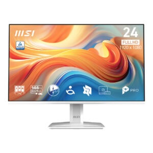MSI PRO MP243W 23.8 inç Full HD IPS monitör, 144Hz yenileme hızı ve 1ms tepki süresi ile yüksek performans sağlar.