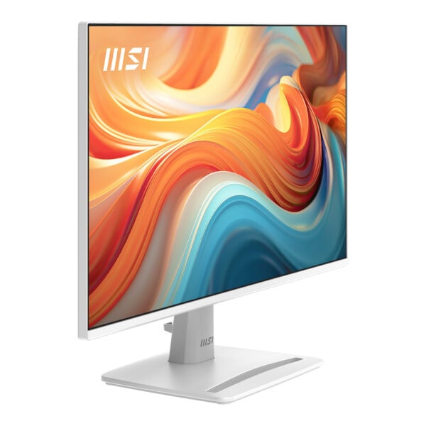 MSI PRO MP243W 23.8 inç Full HD IPS monitör, beyaz renkli, 144Hz yenileme hızı ve 1ms tepki süresi ile yüksek performans sağlar.