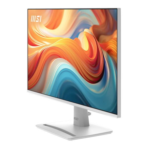 MSI PRO MP243W 23.8 inç Full HD IPS monitör, beyaz renkli, 144Hz yenileme hızı ve 1ms tepki süresi ile yüksek performans sağlar.
