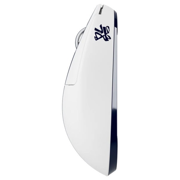 Beyaz renkli, kablosuz ve simetrik tasarıma sahip Pulsar X2 Crazylight Bruce Lee 85th Edition gaming mouse.