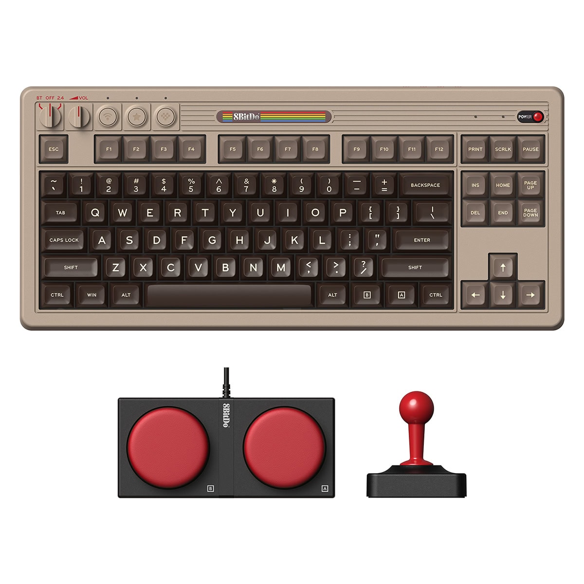 8bitdo Retro C64 Edition Kailh Box White V2 Switch Hotswap Kablosuz Ingilizce Mekanik Gaming Klavye Fc1