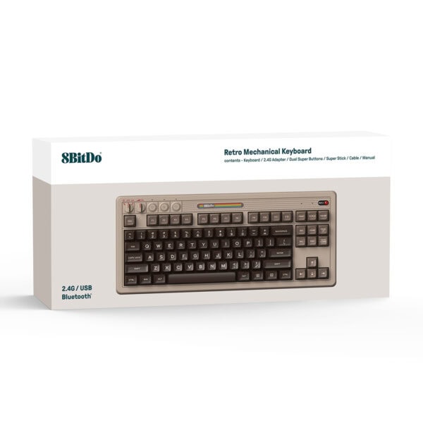 8bitdo Retro C64 Edition Kailh Box White V2 Switch Hotswap Kablosuz Ingilizce Mekanik Gaming Klavye Fc8
