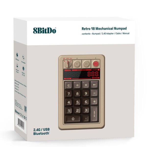 8bitdo Retro C64 Edition Kailh Box White V2 Switch Hotswap Kablosuz Mekanik 18 Tus Numpad Fc6