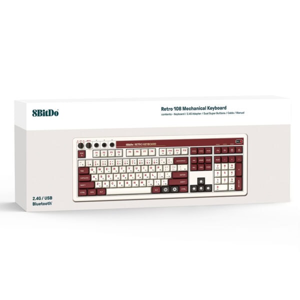 8bitdo Retro Fami Edition Kailh Box White V2 Switch Hotswap Kablosuz Ingilizce Mekanik Gaming Klavye Fc7