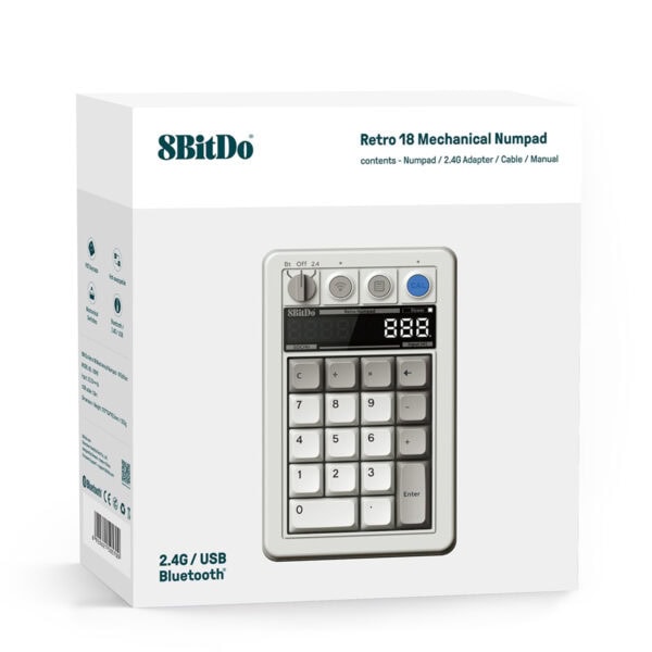 8bitdo Retro M Edition Kailh Box White V2 Switch Hotswap Kablosuz Mekanik 18 Tus Numpad Fc6