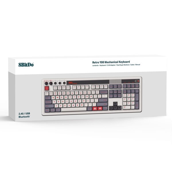 8bitdo Retro N Edition Kailh Box White V2 Switch Hotswap Kablosuz Ingilizce Mekanik Gaming Klavye Fc6