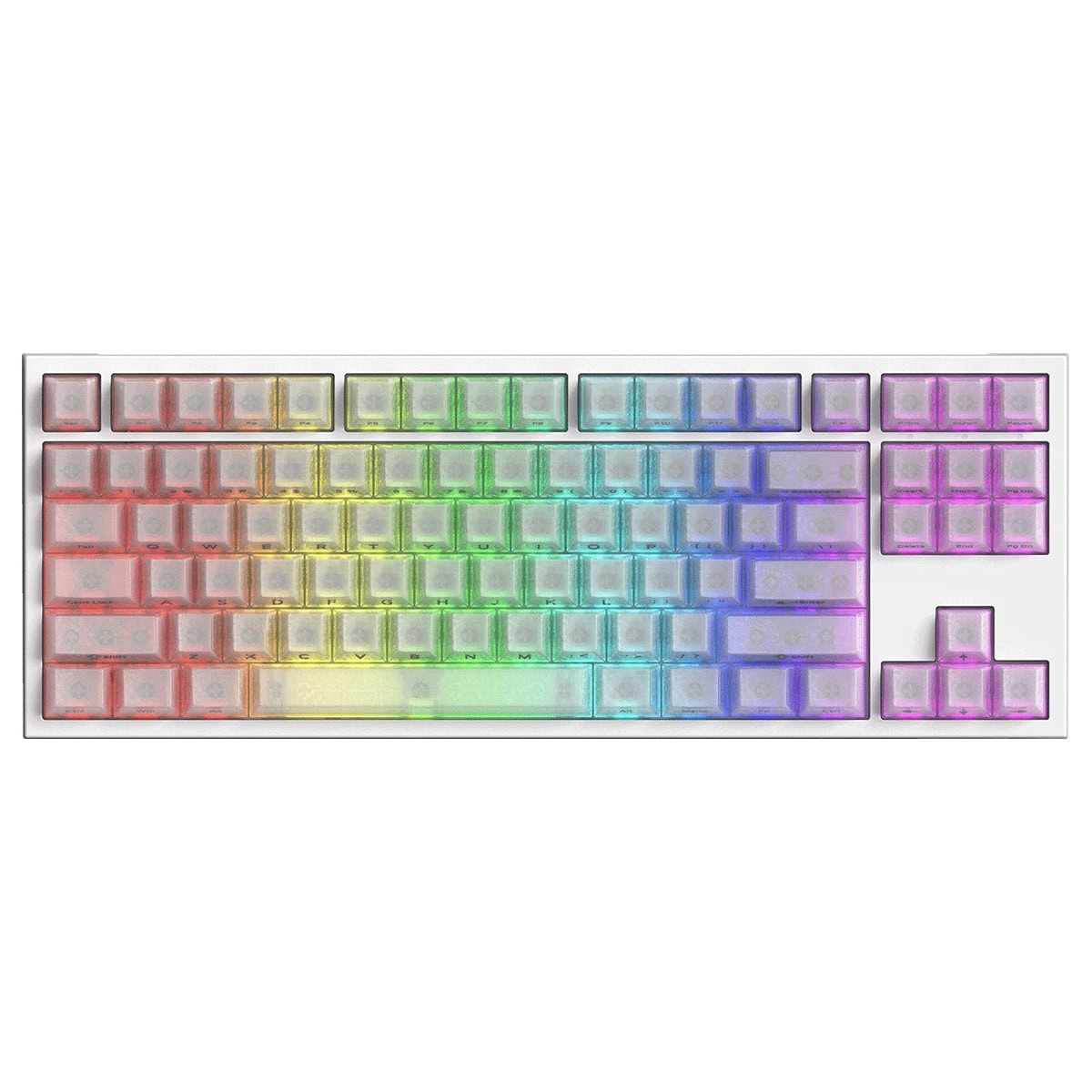 Akko 5087 V5 Tmr Glassy Carbon Fiber White Tkl Prism Manyetik Switch 8k Hz Hall Effect Hotswap Argb Kablosuz Ingilizce Gaming Klavye Fc1