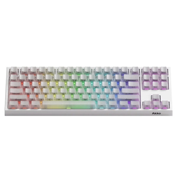 Akko 5087 V5 Tmr Glassy Carbon Fiber White Tkl Prism Manyetik Switch 8k Hz Hall Effect Hotswap Argb Kablosuz Ingilizce Gaming Klavye Fc2