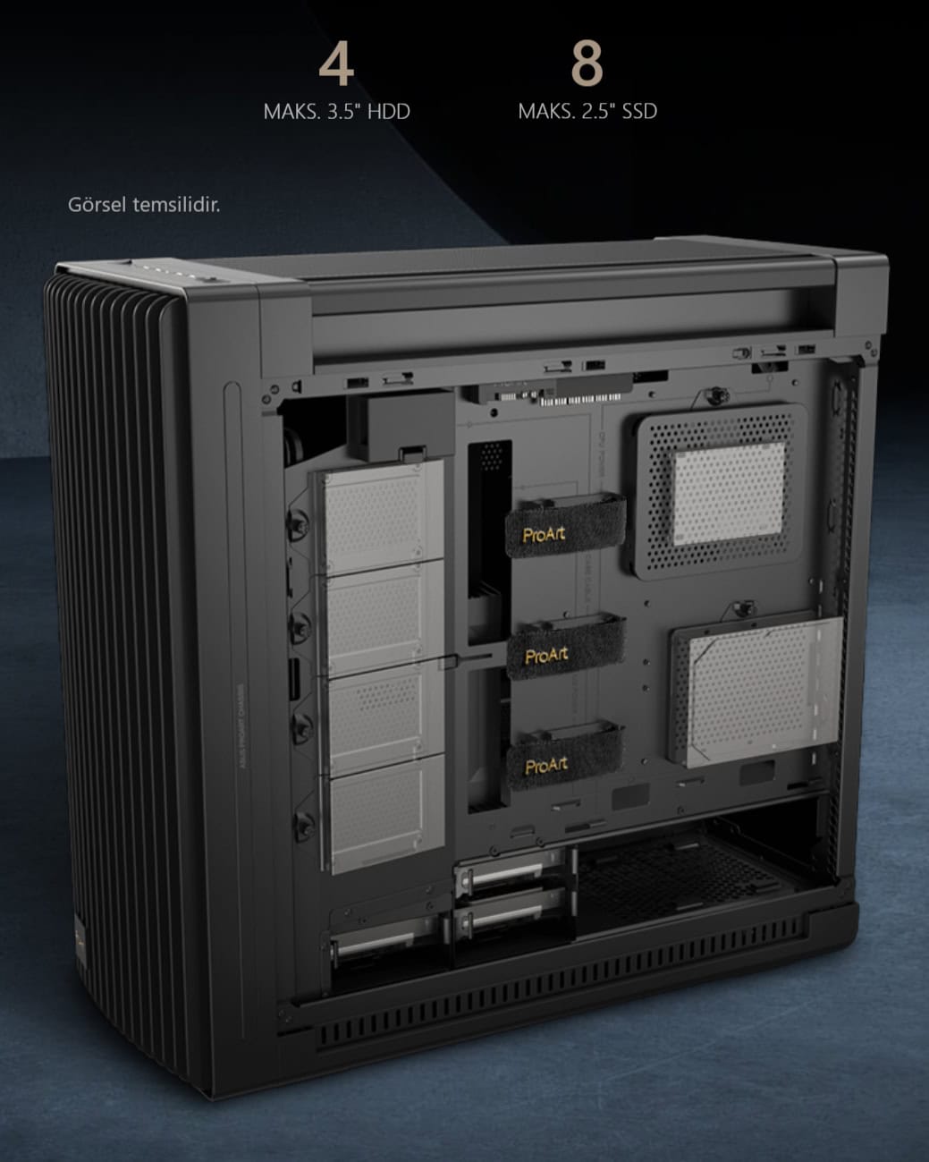 /ProArt PA602 Wood Edition - Metal Panel asus-proart-pa602-wood-edition-temperli-cam-usb-3-2-mid-tower-e-atx-siyah-kasa